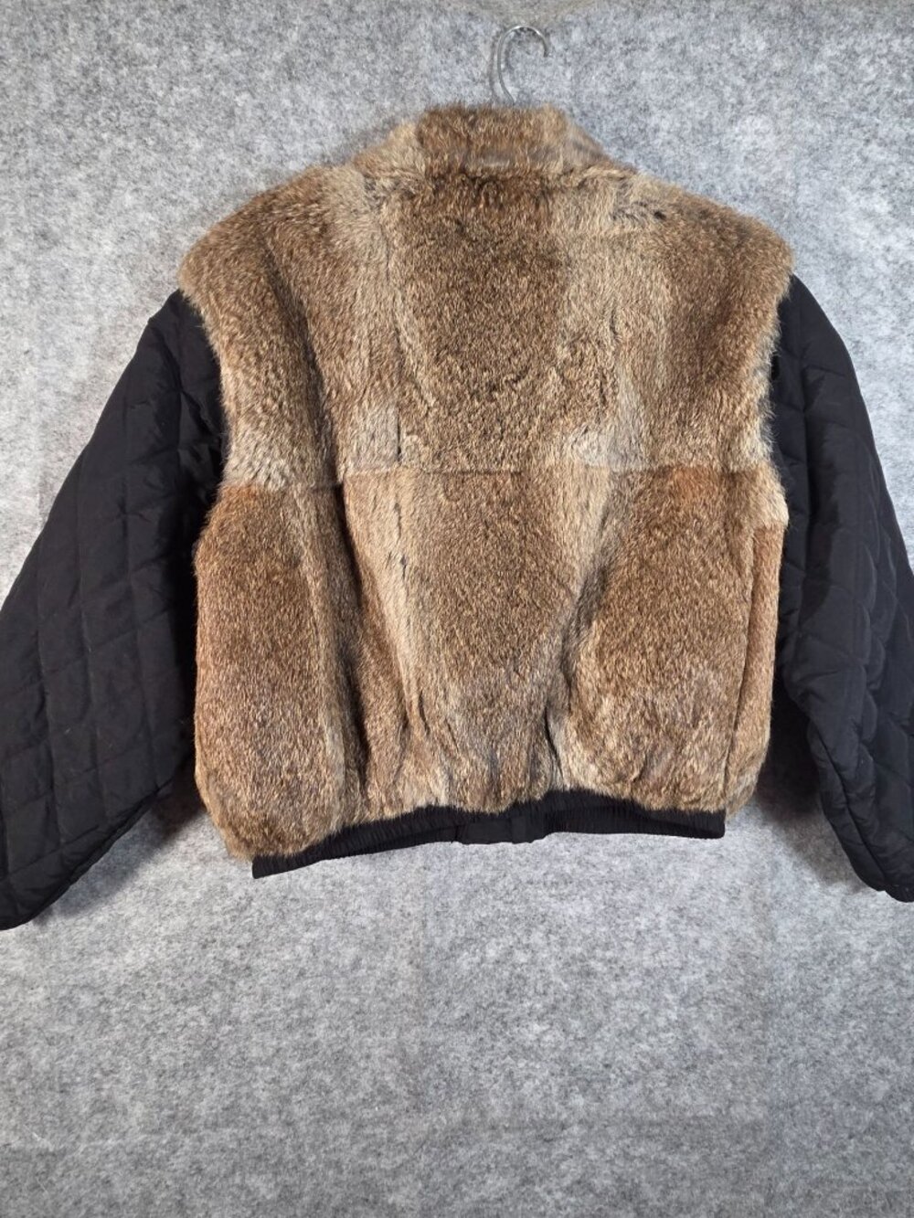 Jamie Sadock Fur Jacket Medium Brown Black Quilted Bomber Coat - Picture 5 of 8